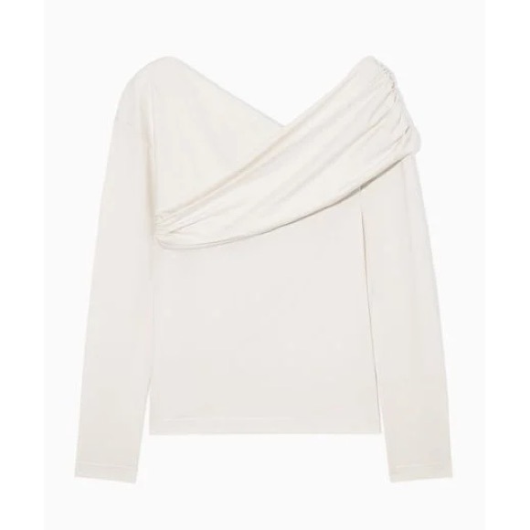 cos creamy white off the shoulder blouse with really cute crossover design - Picture 2 of 3